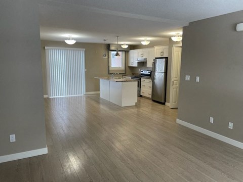 Living room, kitchen view