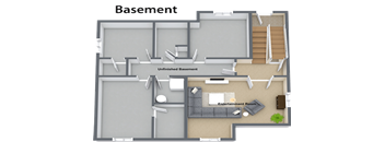 a floor plan of a room with a bathroom and a basement