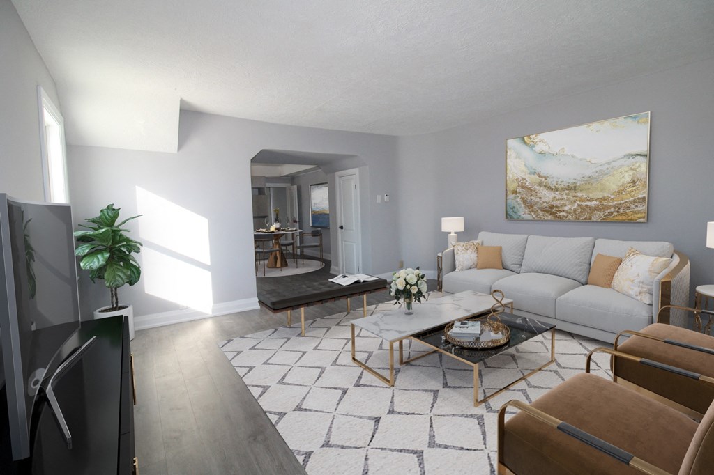 a living room with a couch and a coffee table