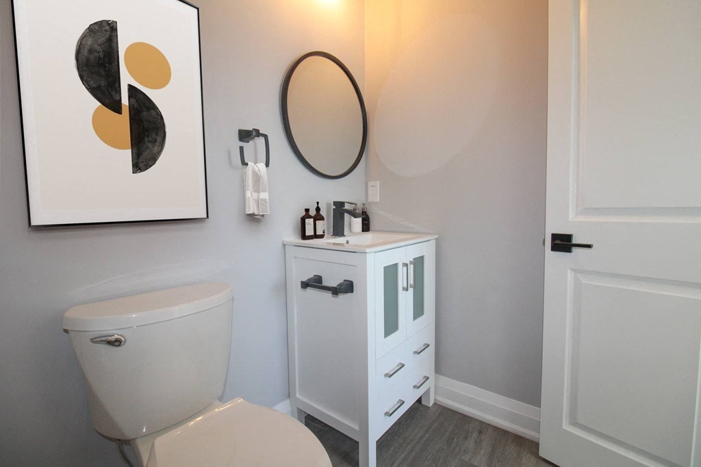 a bathroom with a toilet and a sink and a mirror