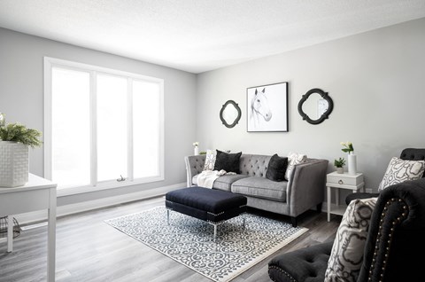 a living room with a couch and a