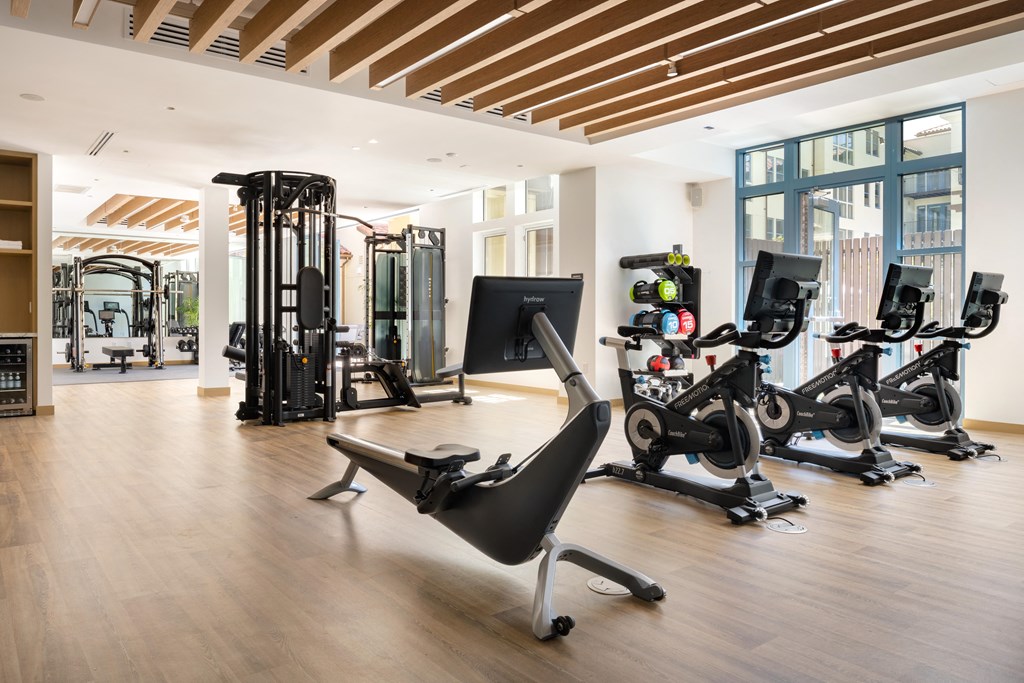 fitness center with natural light