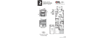 A floor plan for a 2 bedroom, 1409 square foot, upper flat at the Village of Capri at Flying Horse.
