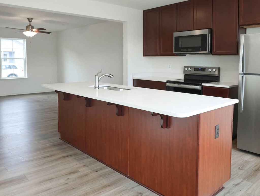 a view of the kitchen in a bedroom plus den unit at the casey, 2100 del