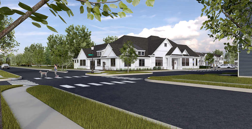 Clubhouse view from parking lot