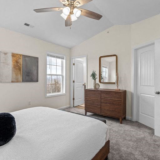 Bedroom With Ceiling Fan at Terraces of Shepherdstown, Mechanicsburg, PA