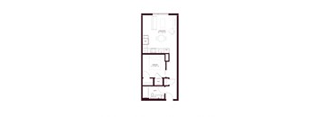528 sq ft floor plan of a 1 bedroom apartment