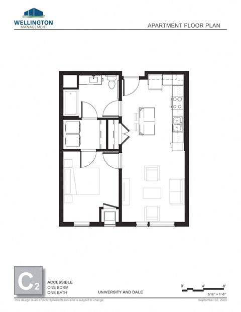 a floor plan of a home with a bedroom and a living room