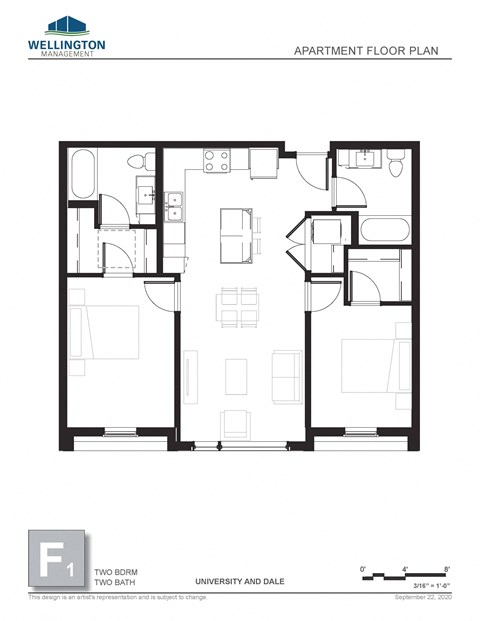 a floor plan of a bedroom apartment