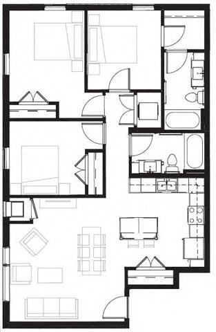 a floor plan of a house with a living room and a dining room