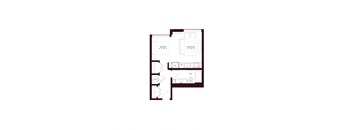 a floor plan of a bedroom floor plan with a bathroom and a balcony