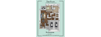 a 3d floor plan of a 2100 sq ft apartment