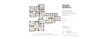 A floor plan for a Presidio Residences single family home with 7 bedrooms and 3.5 bathrooms.