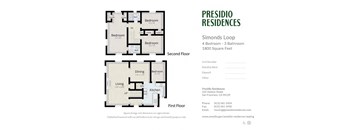 A floor plan for a 4 bedroom, 3 bathroom apartment at Presidio Residences.