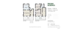 A floor plan for a Presidio Residences apartment.