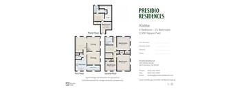 A floor plan for a three-bedroom apartment at Presidio Residences.