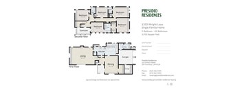 A floor plan for a single family home with 5 bedrooms and 4 bathrooms.