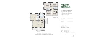 A floor plan for a single family home with 4 bedrooms and 2 bathrooms.