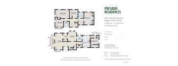 A floor plan for a Presidio Residences single family home with 5 bedrooms and 3.300 square feet.