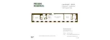A floor plan for a Presidio Residences landmark apartment.