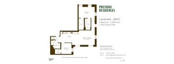 A floor plan for a Presidio Residences landmark apartment.