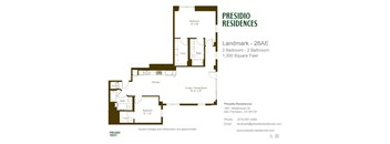 A floor plan for a Presidio Residences property with two bedrooms and two bathrooms.