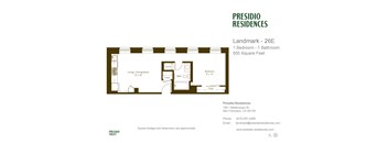 A floor plan for a Presidio Residences property at 26 E Landmark Street.