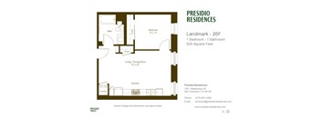 A floor plan for a Presidio Residences landmark apartment.