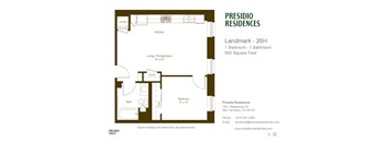 A floor plan for a Presidio Residences landmark apartment.