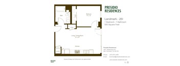 A floor plan for a Presidio Residences landmark apartment.