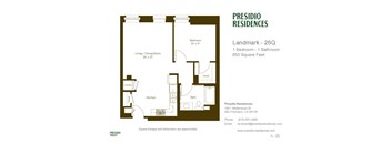 A floor plan for a 260 square foot residence with one bedroom and one bathroom.