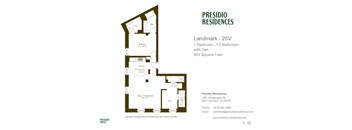 A floor plan for a Presidio Residences landmark with 26V.