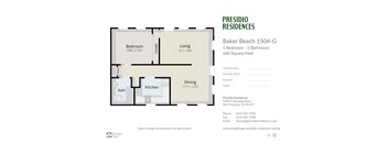 A floor plan for a Presidio Residences apartment at Baker Beach.