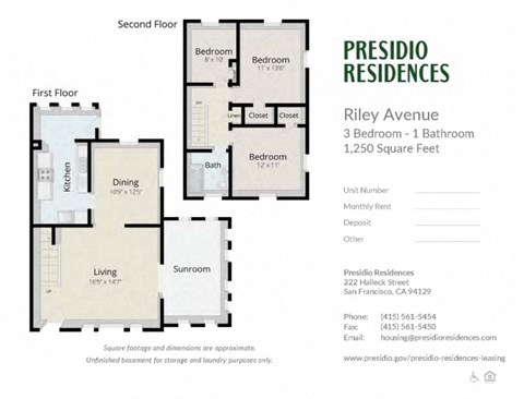 A floor plan for a 3 bedroom apartment at Presidio Residences.