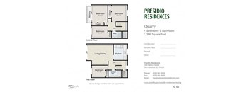 A floor plan for a Presidio Residences apartment in San Francisco.
