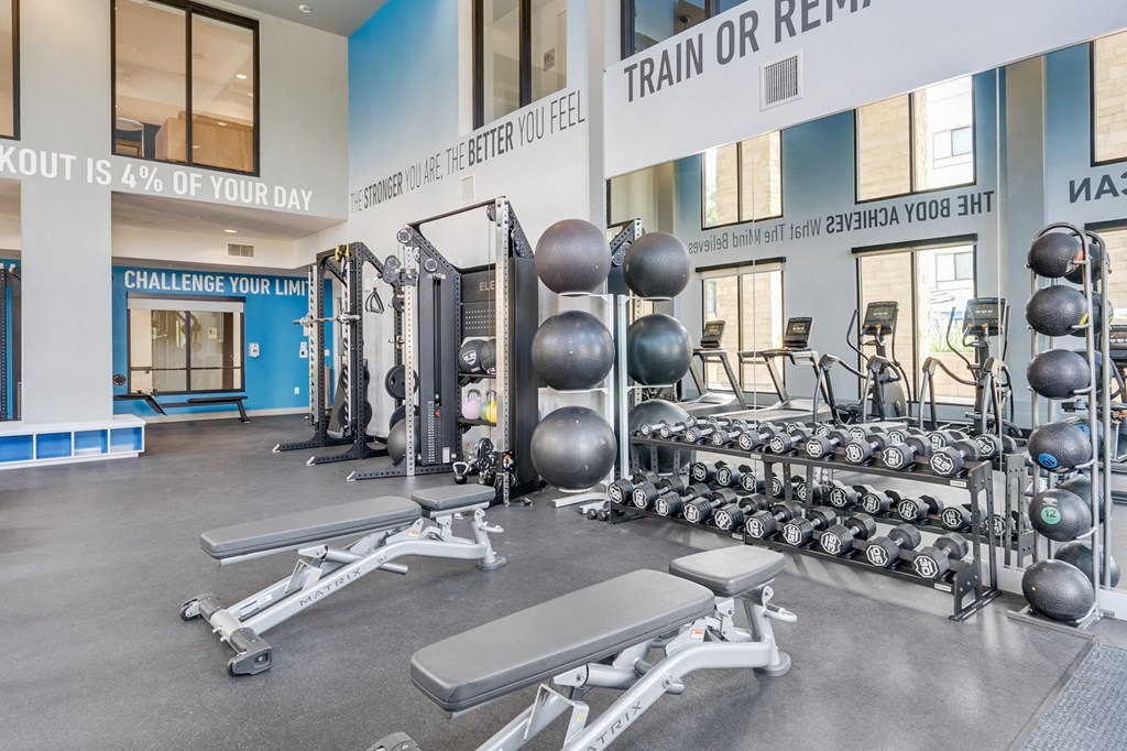 A gym with a sign that says