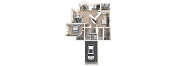 a floor plan of a house with a car on the street