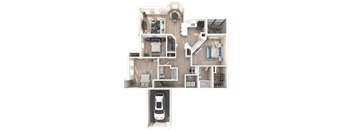 a floor plan of a house with a car and a garage