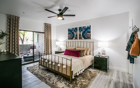 The Presley at Whitney Ranch Model Bedroom with Private Patio