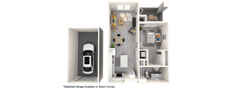 Zone Westgate Apartments A1 Floorplan with Garage