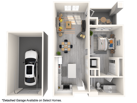 Zone Westgate Apartments A1 Floorplan with Garage