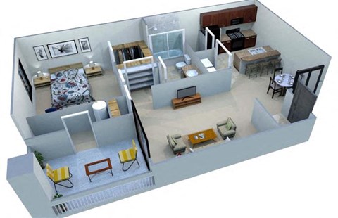 San Portella Apartments 1 Bedroom 1 Bath Floor Plans 1B Tempe, Arizona