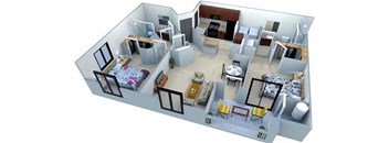 San Portella Apartments 2 Bedroom 2 Bath Floor Plans Tempe, Arizona