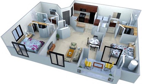 San Portella Apartments 2 Bedroom 2 Bath Floor Plans Tempe, Arizona