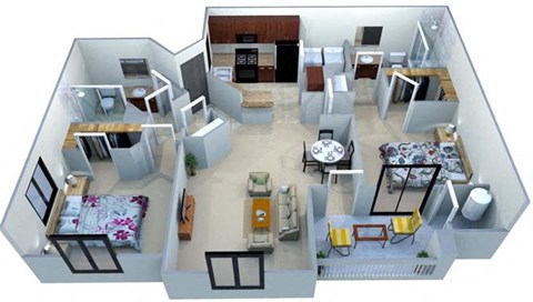 San Portella Apartments 2 Bedroom 2 Bath Floor Plans Tempe, Arizona