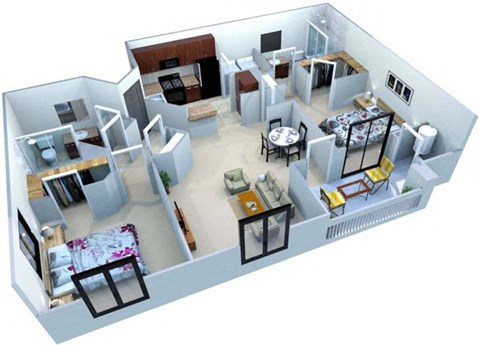 San Portella Apartments 2 Bedroom 2 Bath Floor Plans Tempe, Arizona