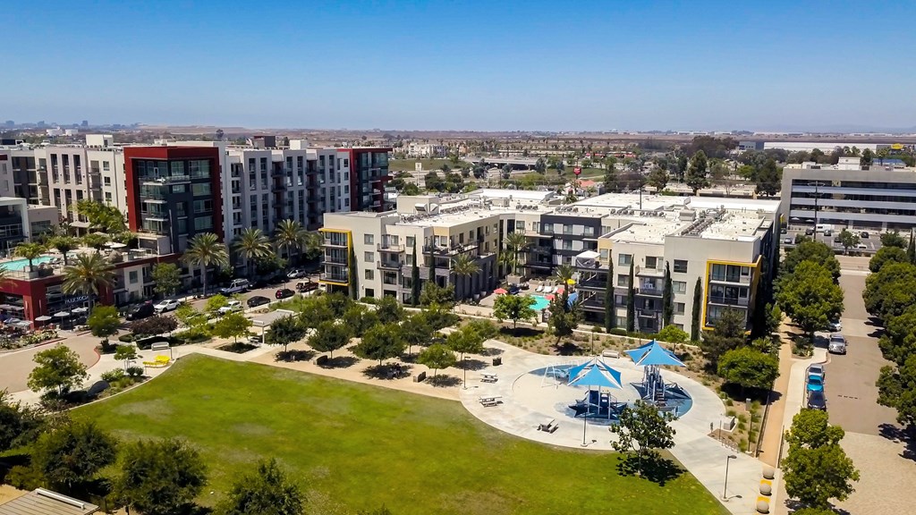 an aerial view of the apartments in los angeles