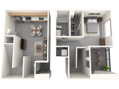 a 3d rendering of a floor plan of a house