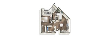 an illustration of a 3d floor plan of a house