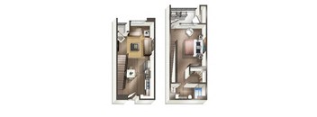 two different floor plans of a small house